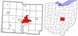 Ohio map showing location of Newark Ohio